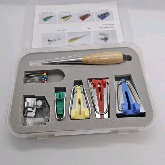 7pc Bias Tape Binder Maker Set Case Sewing Notion ,Quilting, 1",3/4", 1/2", 1/4" - Picture 1 of 5